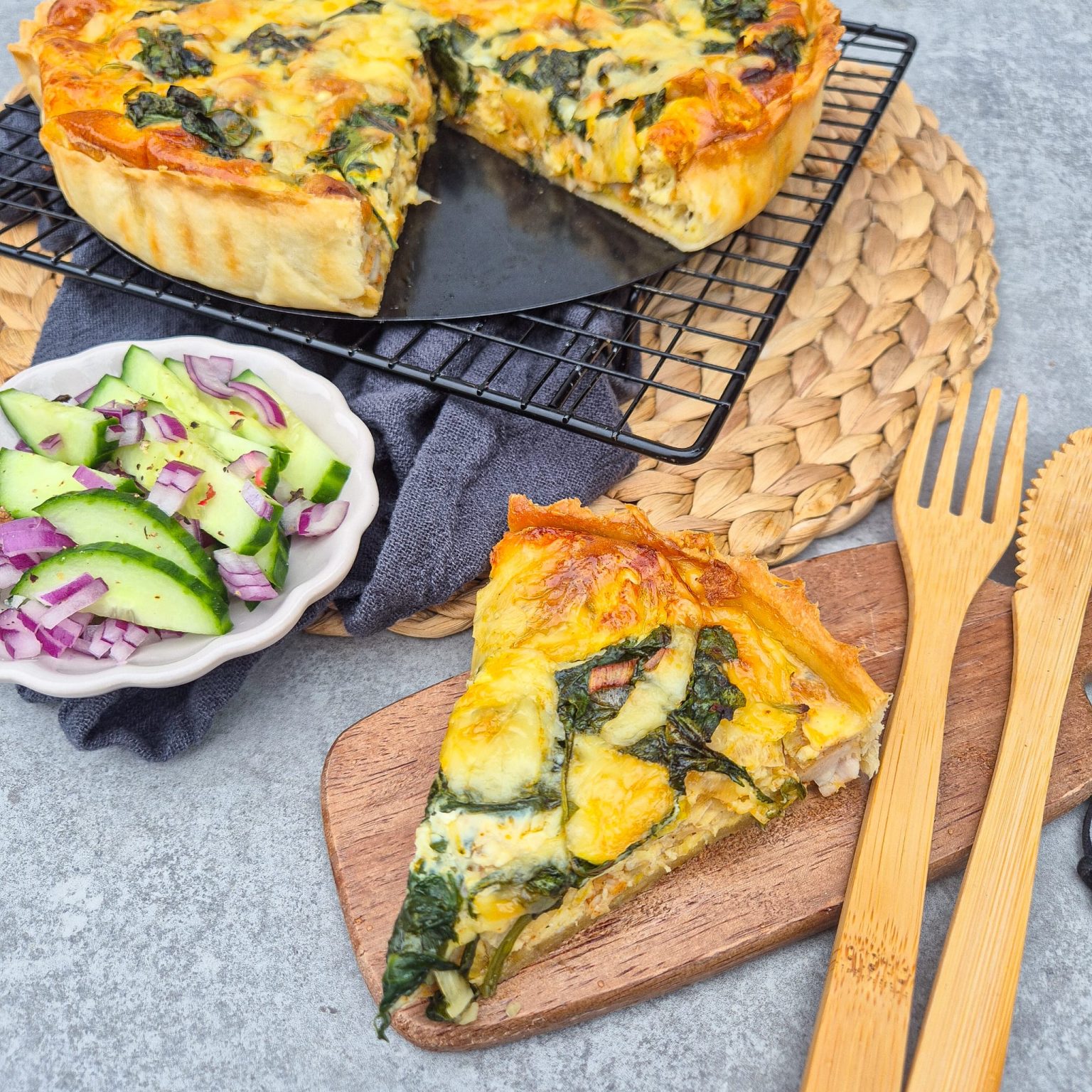 Quiche met kip en spinazie - Koken met liefde