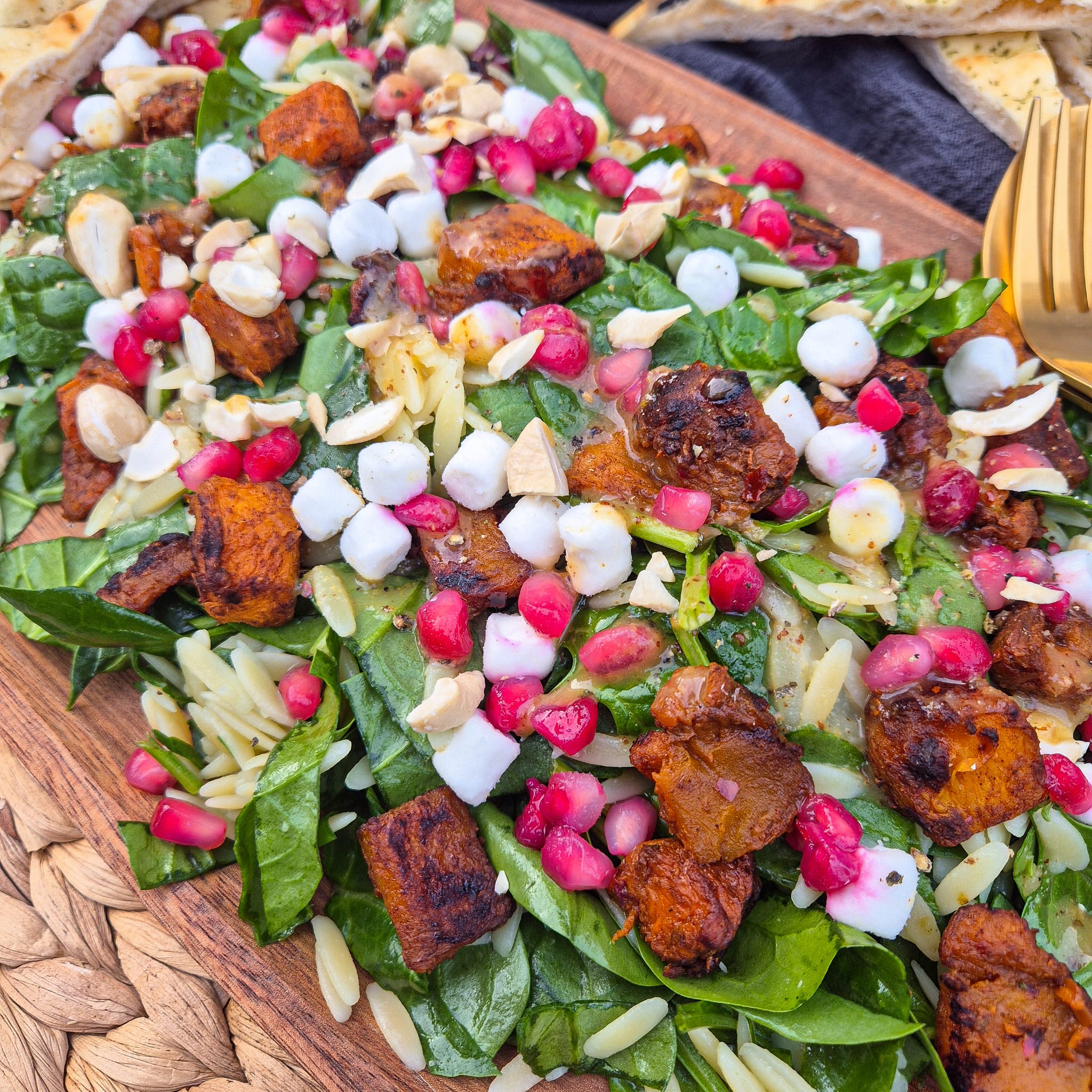 Orzo salade met pompoen